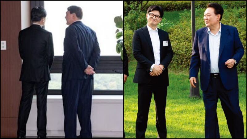 한동훈과 윤석열 둘이 나란히 선 모습