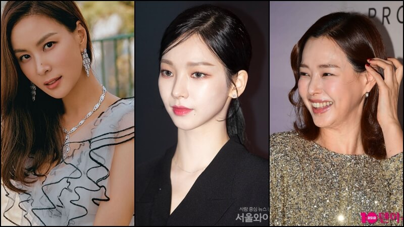 귀밑턱이 없고 아래턱이 뾰족한 고소영 카리나 이하늬